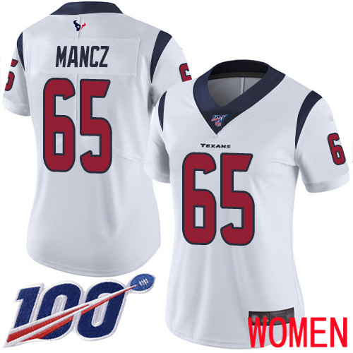 Houston Texans Limited White Women Greg Mancz Road Jersey NFL Football #65 100th Season Vapor Untouchable->youth nfl jersey->Youth Jersey